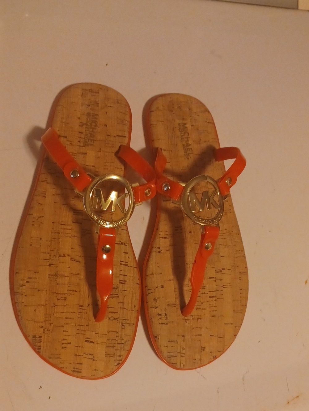 Michael Kors Red Thong Sandals with Gold Logo